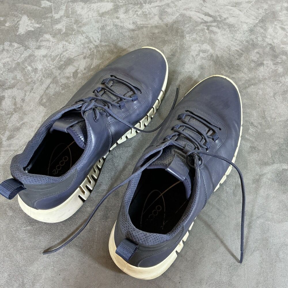 Ecco Blue Leather Sneakers 45 Men’s 11 Futuristic Lace Up Casual Shoes